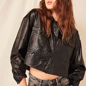 Free People Cropped Leather Jacket
